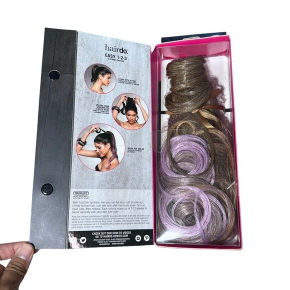 Hairdo 23" Color Splash Pony Hair Extensions Dark Blonde/ Lavender Wrap And Go - Picture 5 of 9